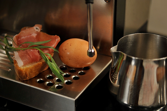 Steamed Scrambled Eggs with Prosciutto Breadcrumbs and Tarragon