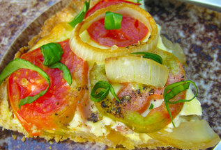 Zweibelkuchen (avec tomatoes in the summer, sans in the winter)