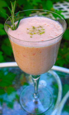 Iced Heirloom Tomato Lassi with Fennel, Orange Zest, and Lavender Honey