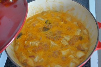 Coconut Curry Tempeh with fresh Trumpet Mushrooms
