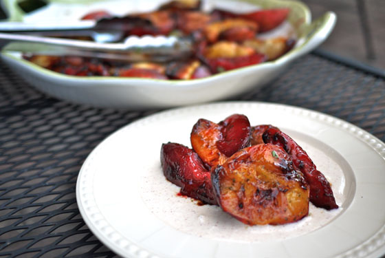 Grilled Honey Basil Peaches