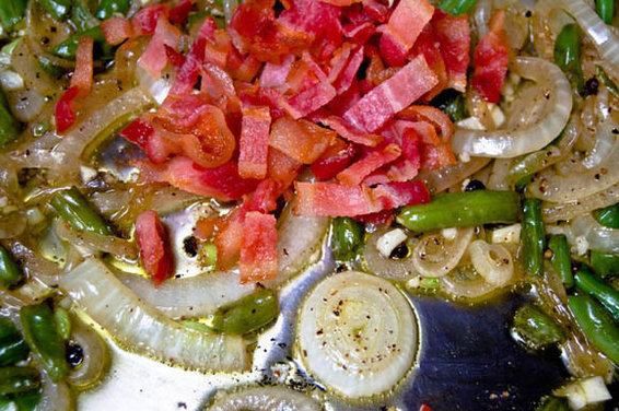 Pasta Carbonara w/ Fresh Green Beans