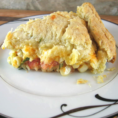 Heirloom Tomato and Corn Pie with Biscuit Crust