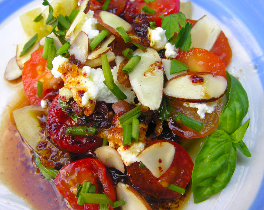Making an heirloom tomato salad come even more alive...