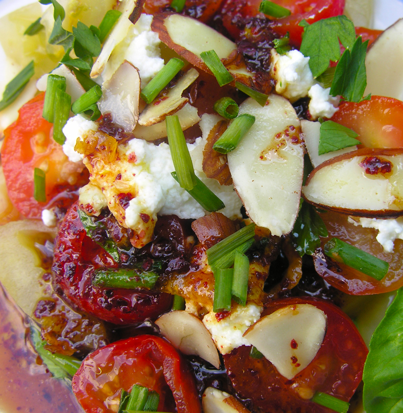 Making an heirloom tomato salad come even more alive...
