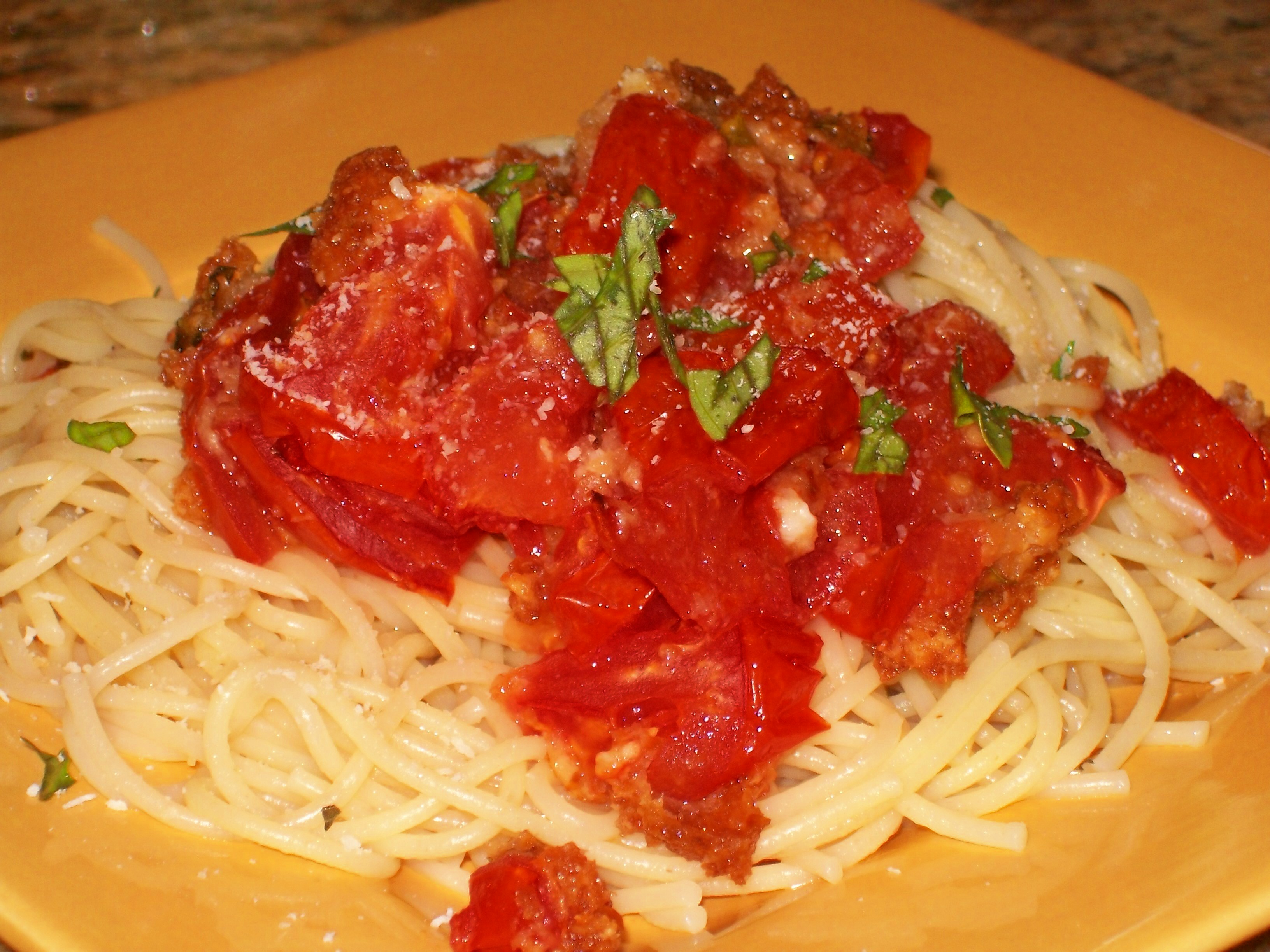 Spaghettini with Roasted Heirloom Tomatoes