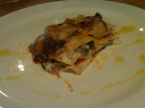 Lasagna with Eggplant, Cherry Tomatoes, Mozzarella and Basil