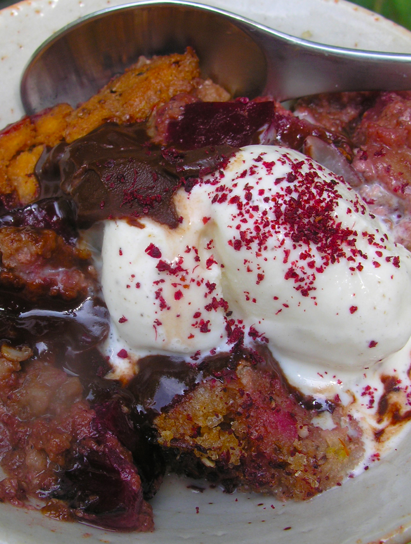 A chocolate black plum pudding with bourbon for a mud-luscious world 