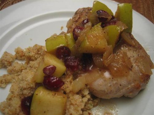 Apple Cranberry Pork Chops with Whole Wheat Couscous