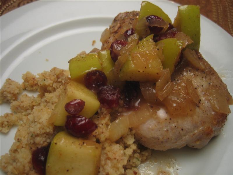 Apple Cranberry Pork Chops with Whole Wheat Couscous