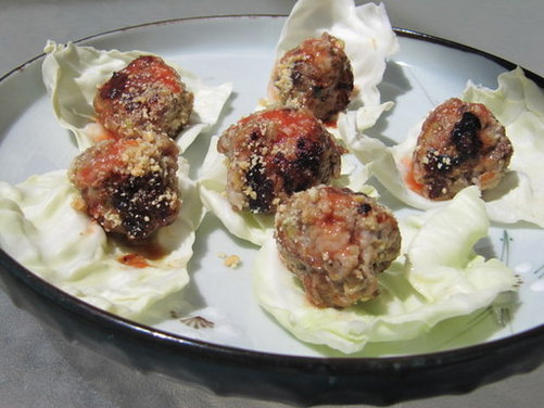 Green Papaya Meatballs with Peanuts and Sweet-Spicy Glaze