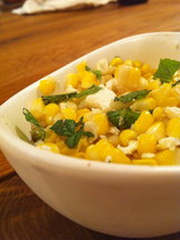 Corn with mint and ricotta salata