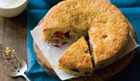 Cornmeal Cake with Fresh Corn and Raspberries