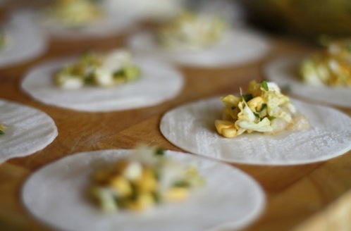 Scallop-corn-gyoza