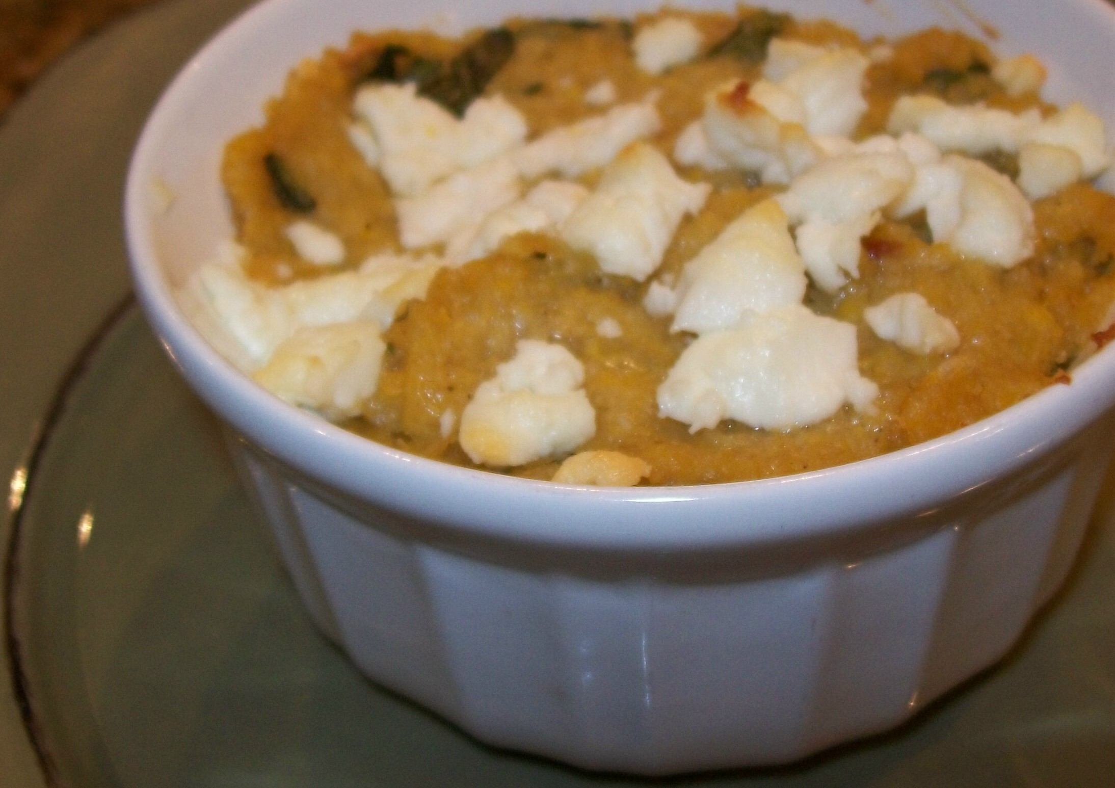 Basil Corn Cream & Goat Cheese Bake