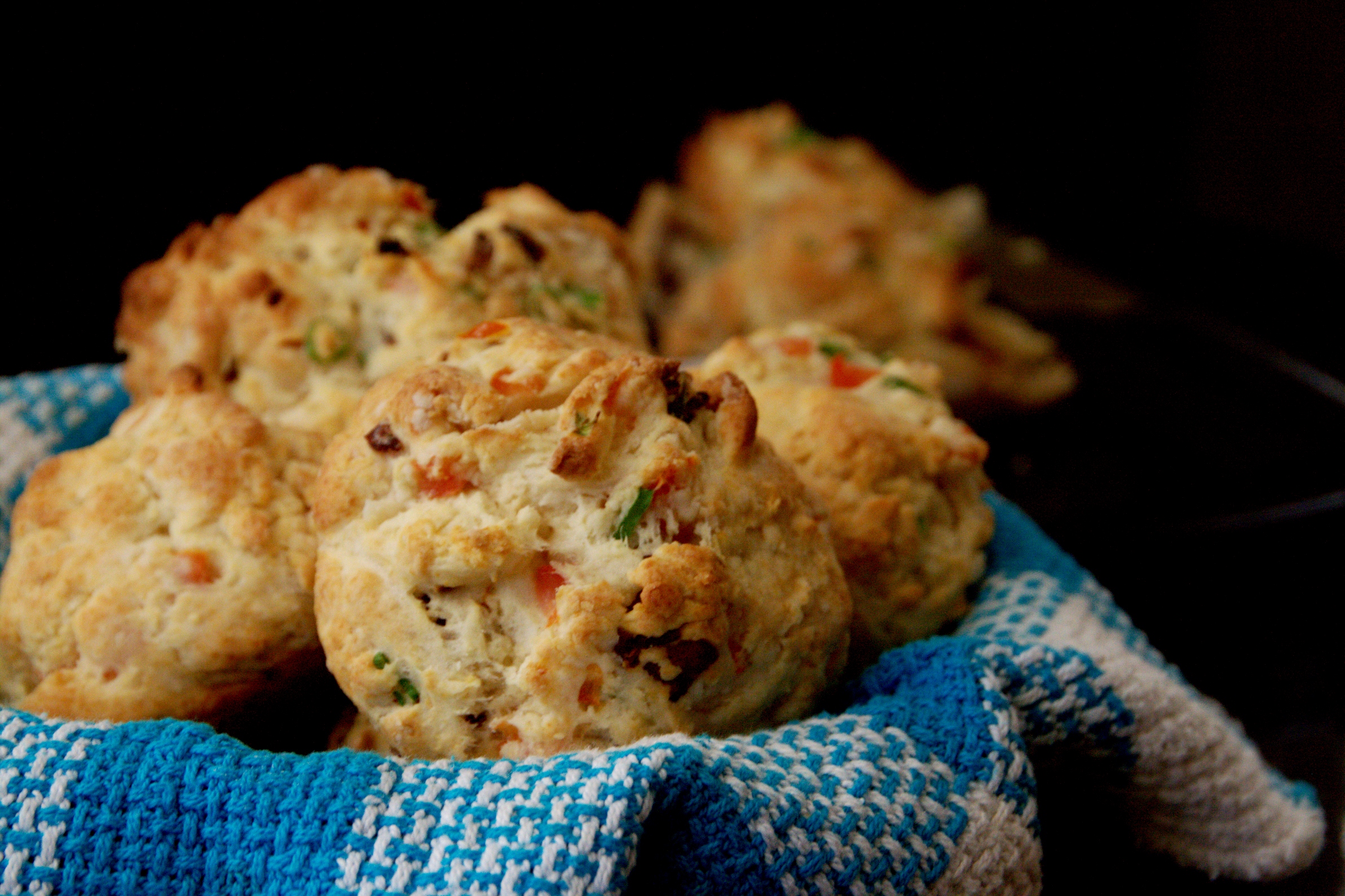 Tomato, Chinese Sausage and Green Onions Scones