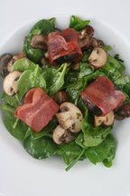 Spinach Salad with Bacon Wrapped Figs, Roasted Mushrooms, and Grilled Queso Blanco