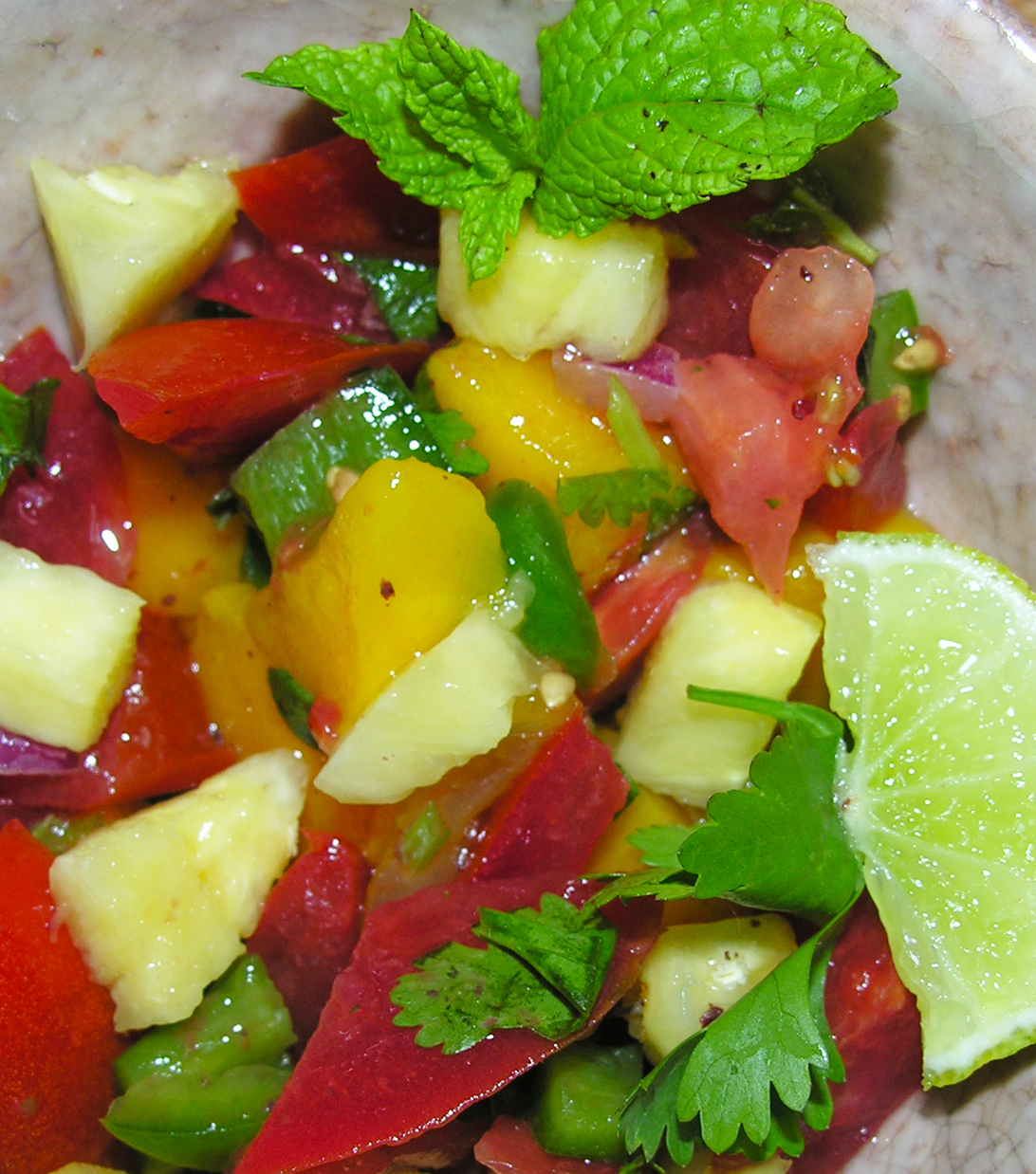 A luscious fruity sunset salsa
