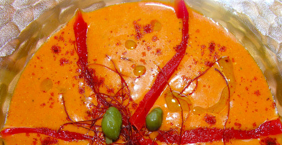 Fire roasted red pepper semolina soup