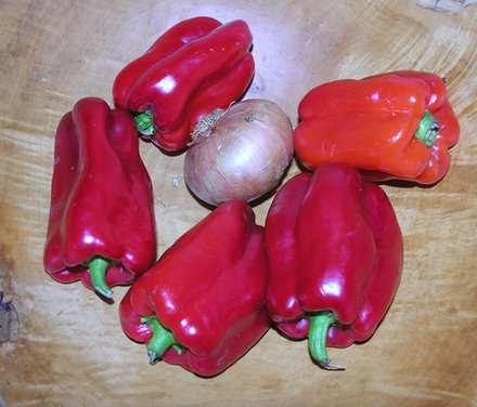 Fire roasted red pepper semolina soup
