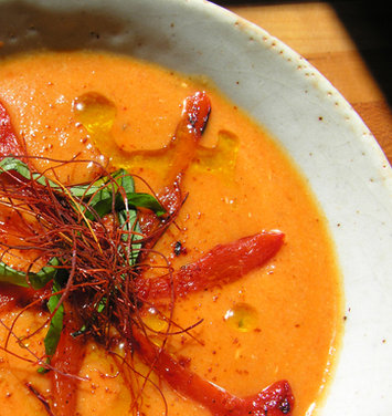 Fire roasted red pepper semolina soup