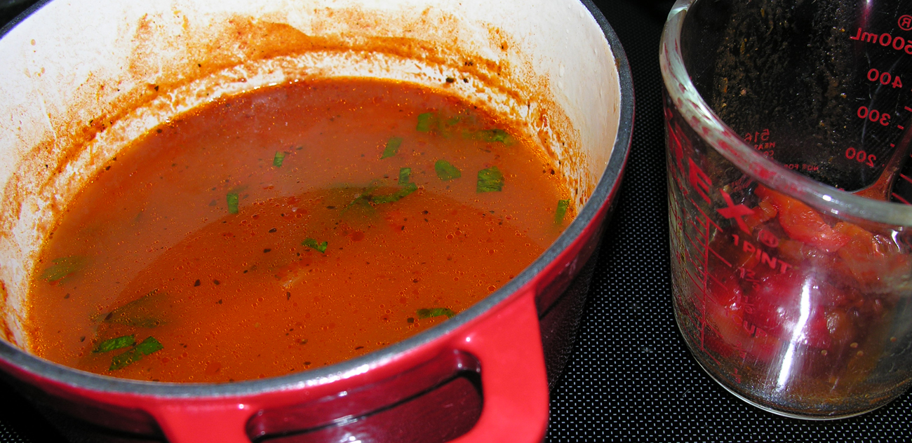 Fire roasted red pepper semolina soup
