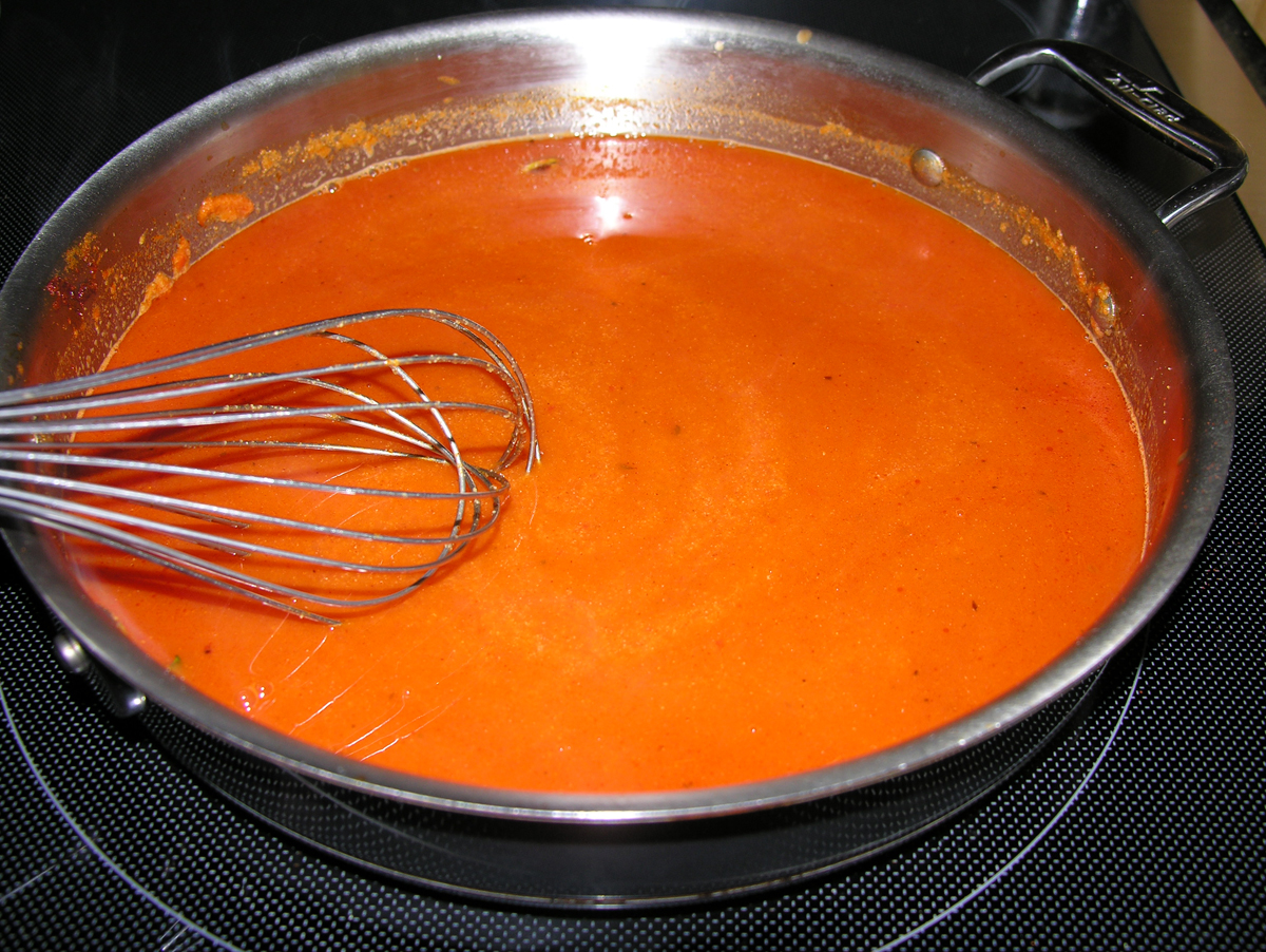 Fire roasted red pepper semolina soup