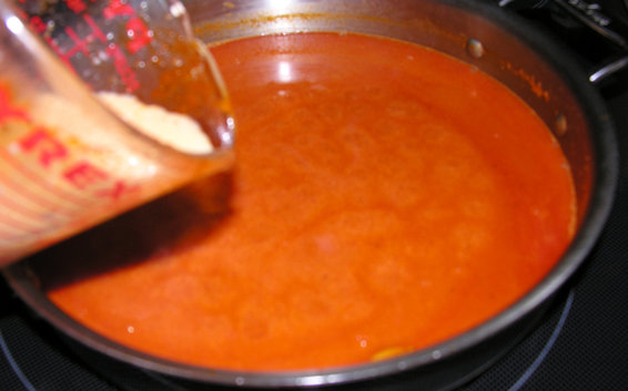 Fire roasted red pepper semolina soup