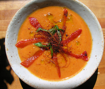 Fire roasted red pepper semolina soup