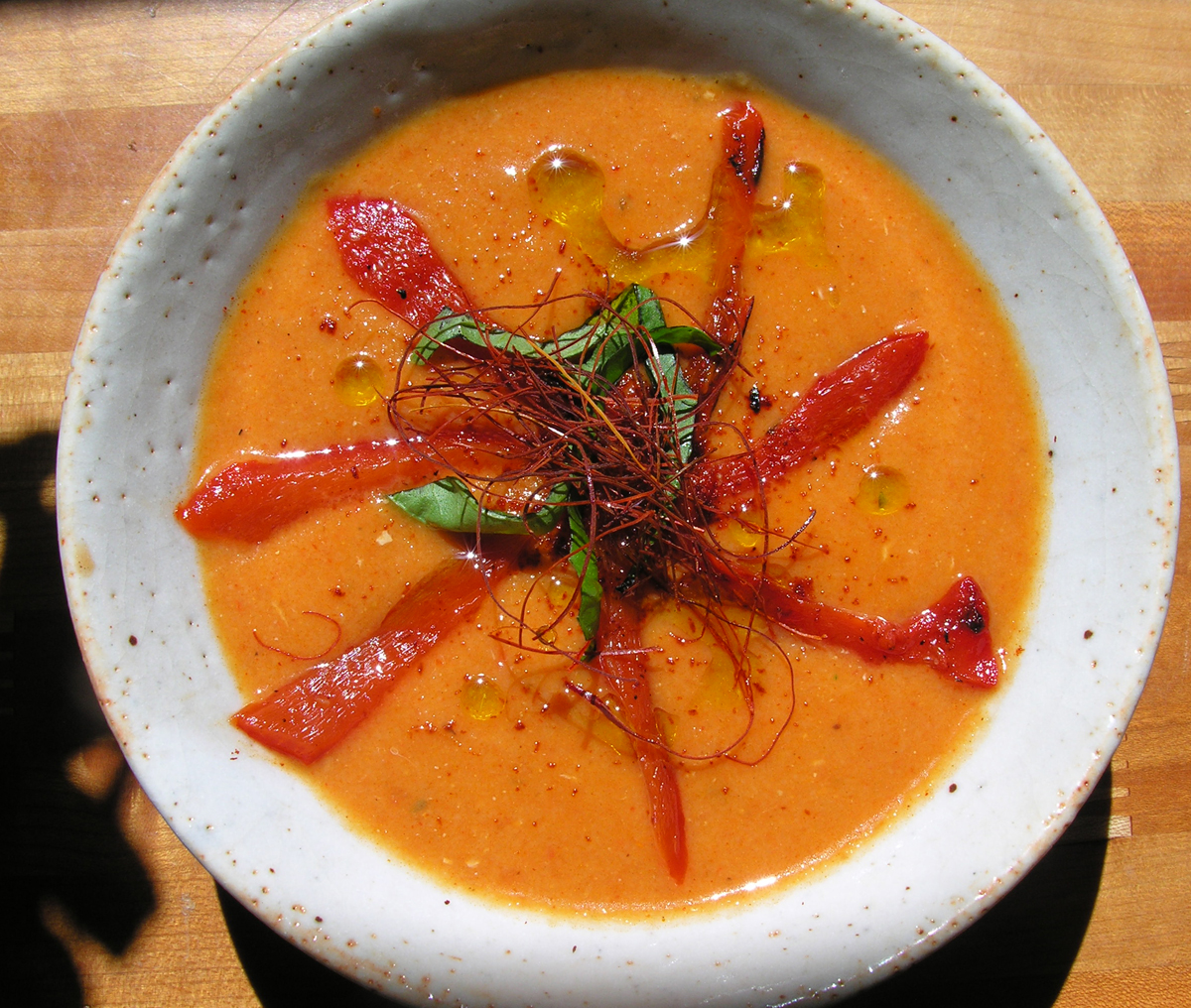 Fire roasted red pepper semolina soup