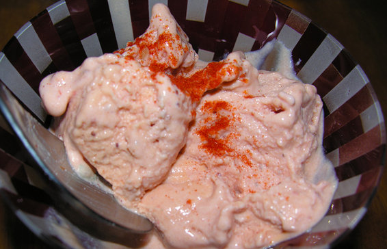 Strawberry red pepper ice cream