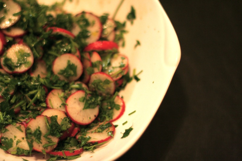Radish and Parsley Salad with Sourdough Toasts