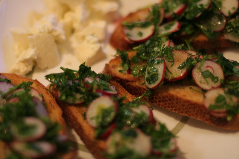 Radish and Parsley Salad with Sourdough Toasts