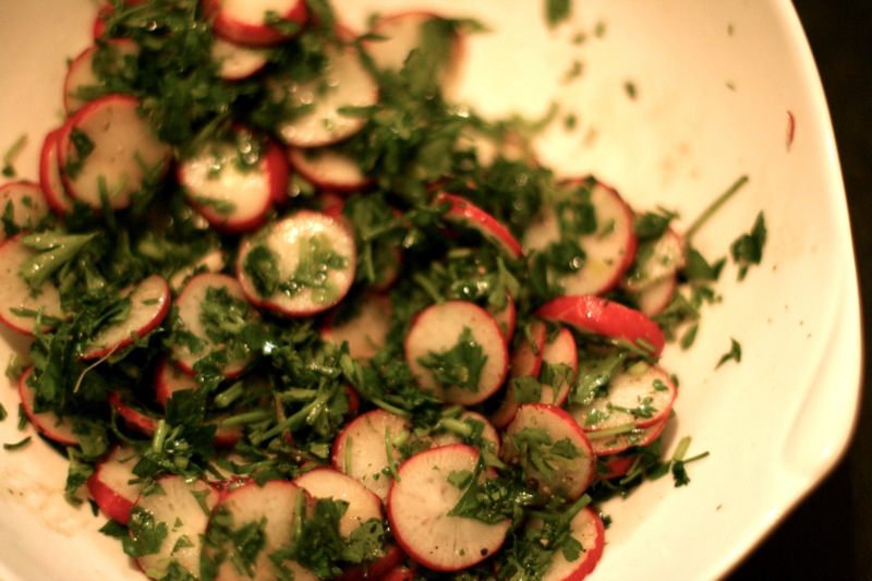 Radish and Parsley Salad with Sourdough Toasts