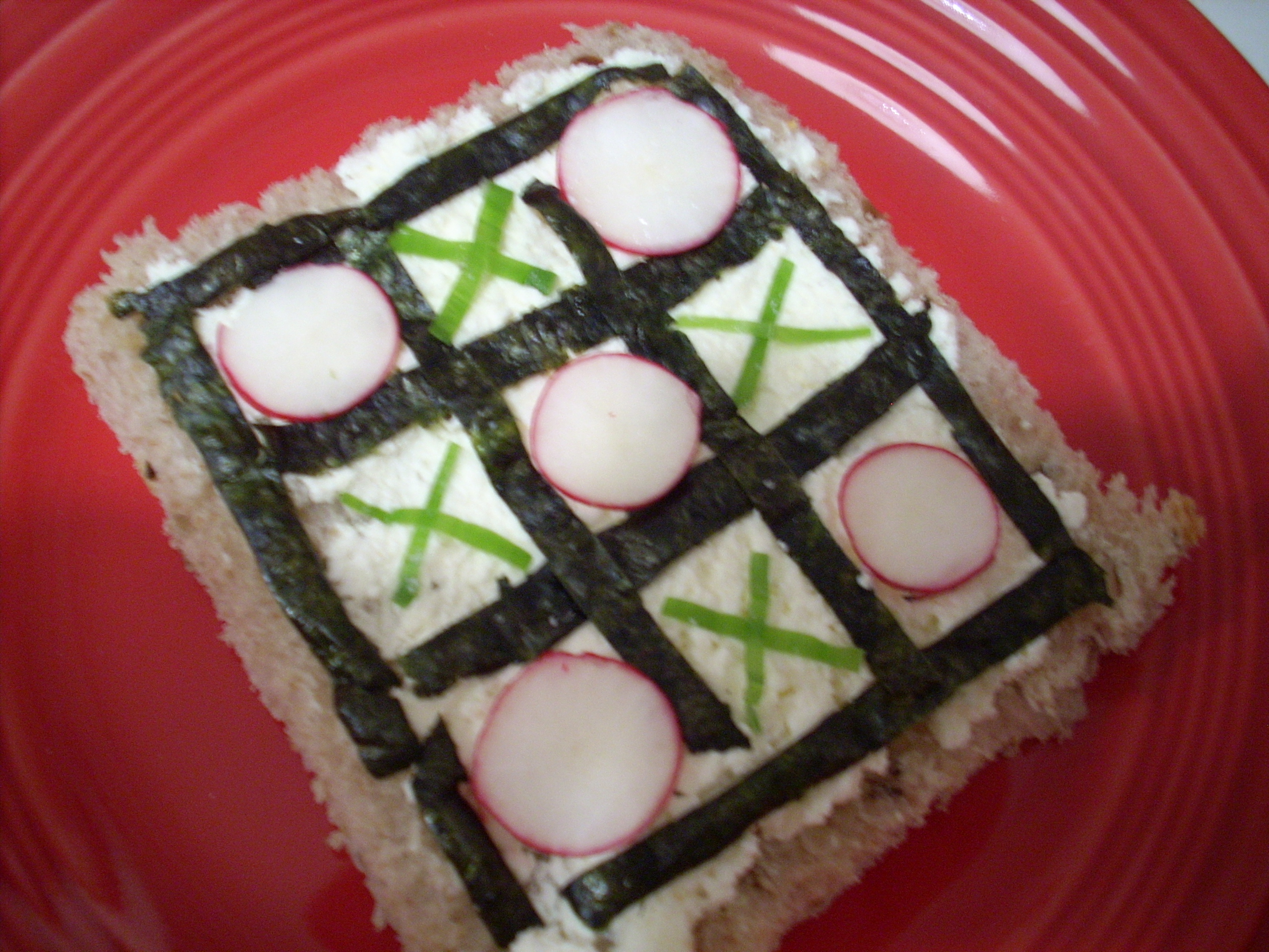 Tic Tac Toe Tartine with Red Radishes