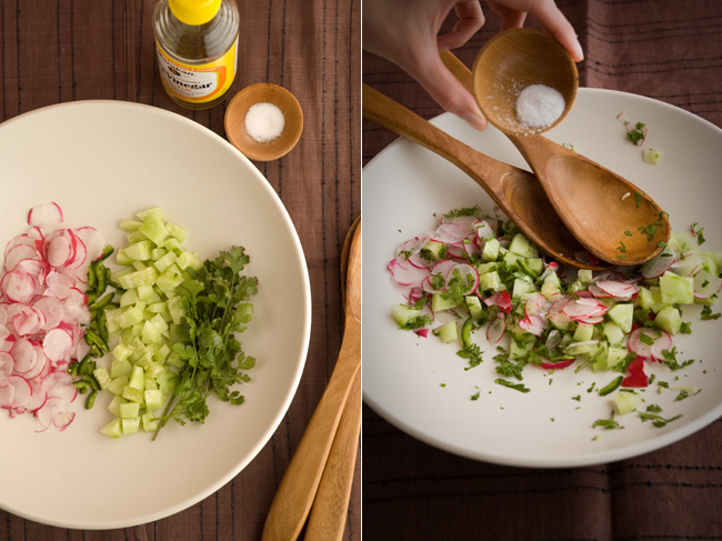 Hot radish and japanese cucumber salad
