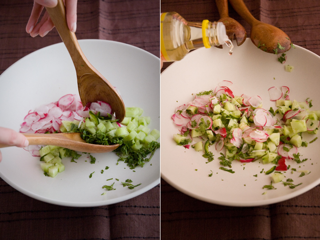 Hot radish and japanese cucumber salad