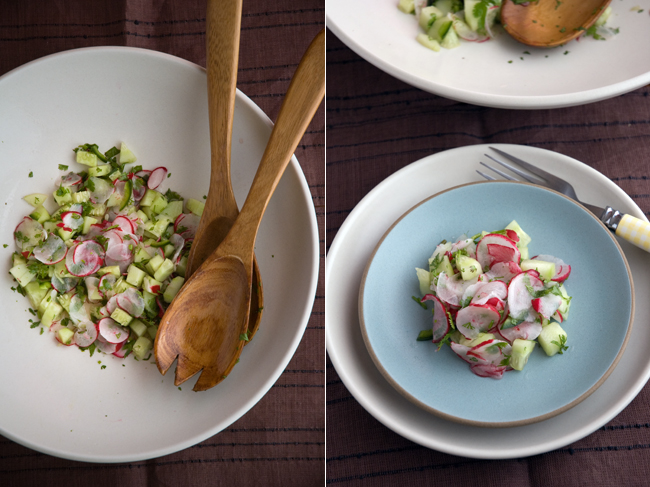 Hot radish and japanese cucumber salad