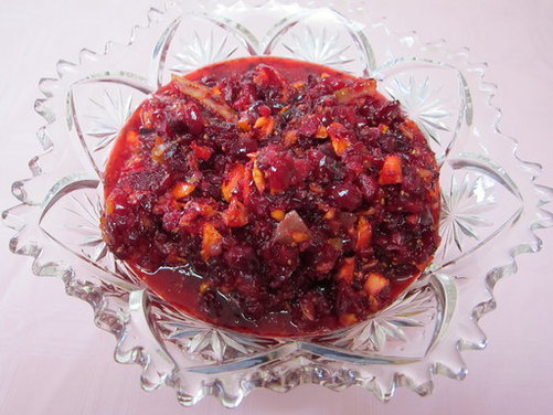 Cranberry, tangerine and crystallized ginger relish