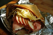 Buckwheat Crepes with Ham, Comte Cheese and Apple