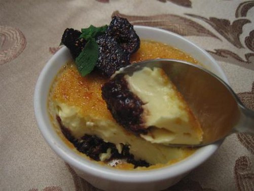 Poached Dried Mission Fig Creme Brulee