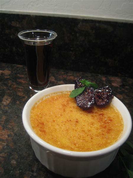 Poached Dried Mission Fig Creme Brulee