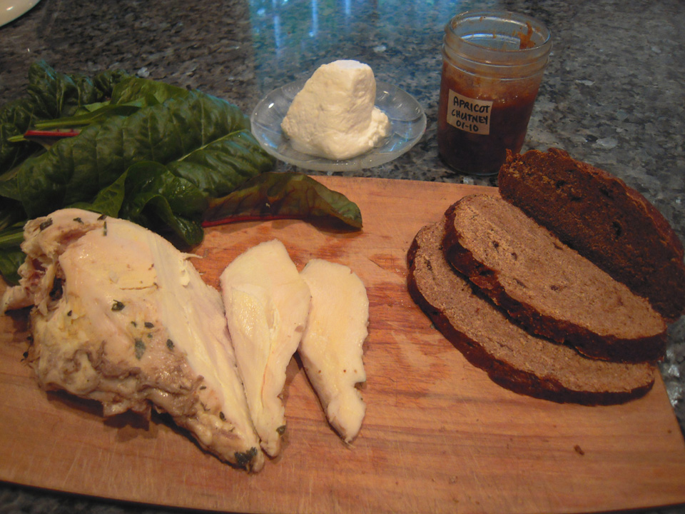 Chicken, Goat Cheese & Chutney on Pumpernickel