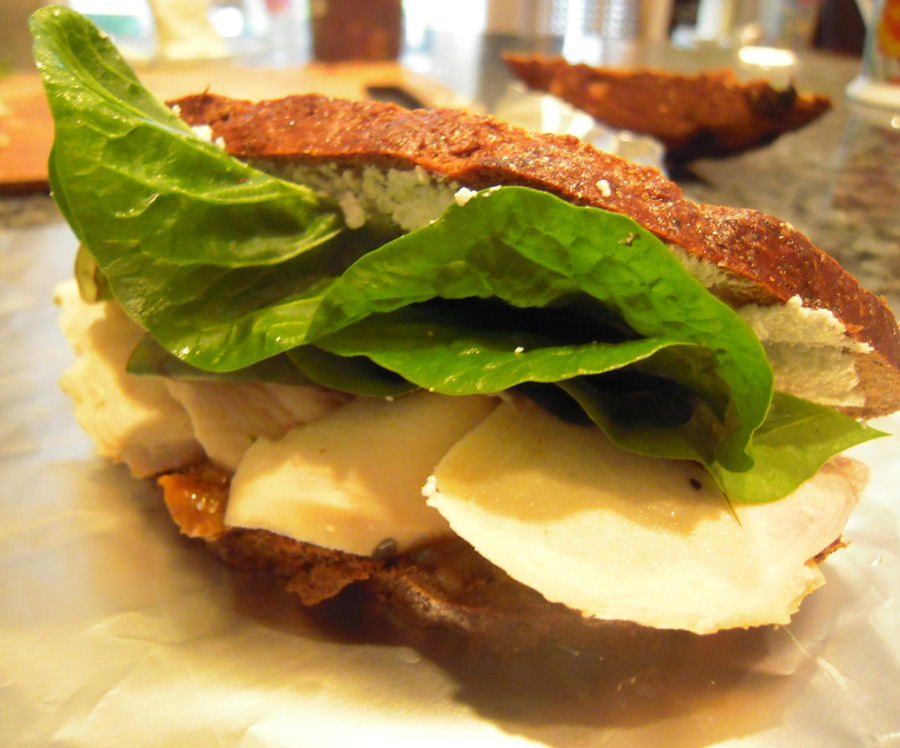 Chicken, Goat Cheese & Chutney on Pumpernickel