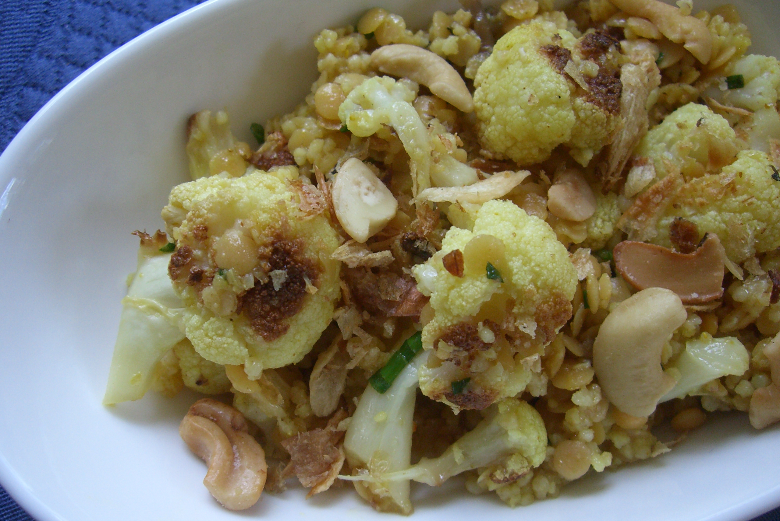 Curried Cauliflower, Red Lentil and Couscous Salad