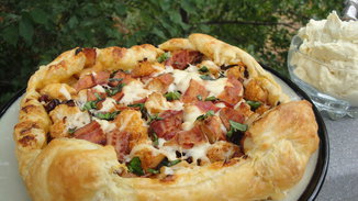 Smoky Shitake Cranberry Cauliflower Galette with Marmalade-Mustard Mascarpone