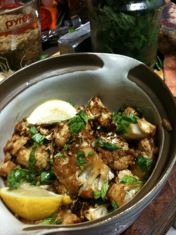 Chipotle-Honey Roast Cauliflower with Basil