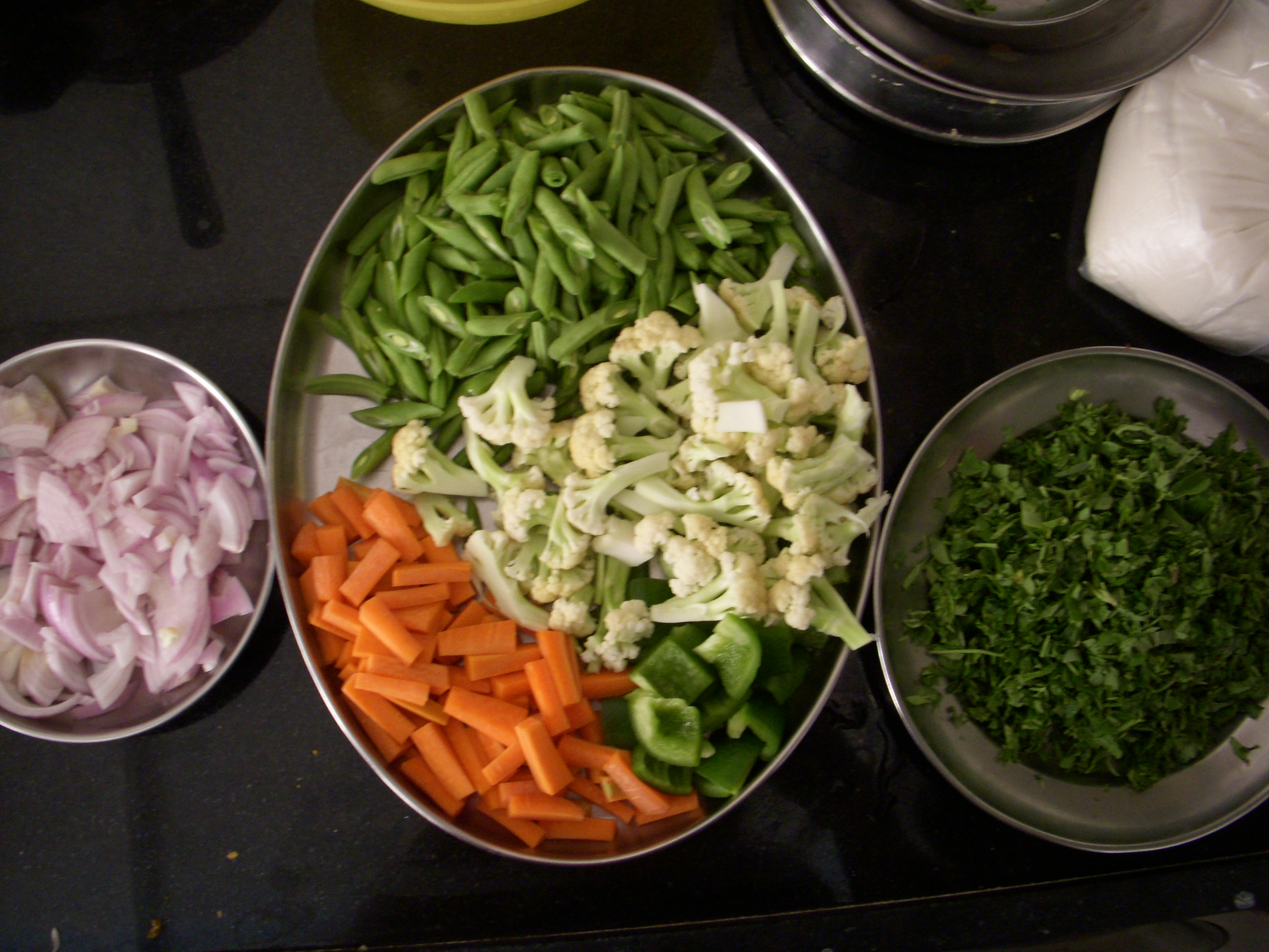 dadi's cauliflower, carrot, and green bean coconut stew