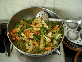 dadi's cauliflower, carrot, and green bean coconut stew