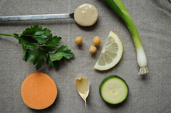 Yam, Zucchini, and Chickpea Salad